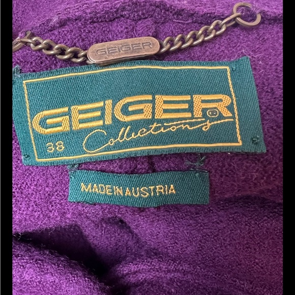 GEIGER Pea Coat Austria Boiled Wool Double Breasted Plum Purple Collar Winter - Picture 6 of 6
